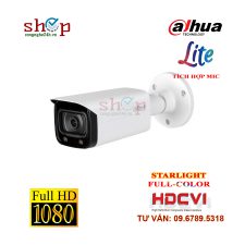Camera HDCVI PRO 2.0MP FULL-COLOR STARLIGHT DAHUA HAC-HFW2249TP-I8-A-LED Tích hợp MIC