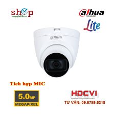 Camera HDCVI hồng ngoại 5.0 Megapixel DAHUA DH-HAC-HDW1500TLQP-A Tích hợp MIC