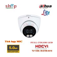 Camera Dome HDCVI 5.0 Megapixel DAHUA DH-HAC-HDW1509TP-A-LED Xem đêm có màu Tích hợp MIC