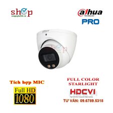 Camera Dome HDCVI hồng ngoại 2.0 Megapixel DAHUA HAC-HDW2249TP-A-LED Xem đêm có màu Tích hợp MIC
