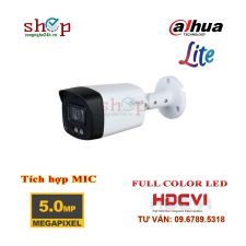 Camera HDCVI 5.0 Megapixel DAHUA DH-HAC-HFW1509TLMP-A-LED Xem đêm có màu Tích hợp MIC
