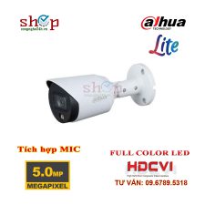 Camera HDCVI 5.0 Megapixel DAHUA DH-HAC-HFW1509TP-A-LED Xem đêm có màu Tích hợp MIC