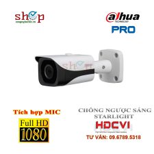 Camera HDCVI hồng ngoại 2.0 Megapixel DAHUA HAC-HFW2241EP-A Chống ngược sáng Tích hợp MIC
