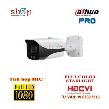 Camera HDCVI hồng ngoại 2.0 Megapixel DAHUA HAC-HFW2249EP-A-LED Xem đêm có màu Tích hợp MIC