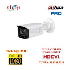 Camera HDCVI hồng ngoại 2.0 Megapixel DAHUA HAC-HFW2249TP-I8-A-LED Xem đêm có màu Tích hợp MIC
