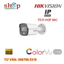 Camera IP COLORVU Lite 2.0 Megapixel HIKVISION DS-2CD1027G0-LU TÍCH HỢP MIC