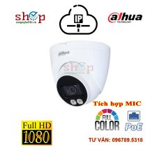 Camera IP Dome 2.0 Megapixel DAHUA DH-IPC-HDW2239TP-AS-LED-S2 Xem đêm có màu Tích hợp MIC