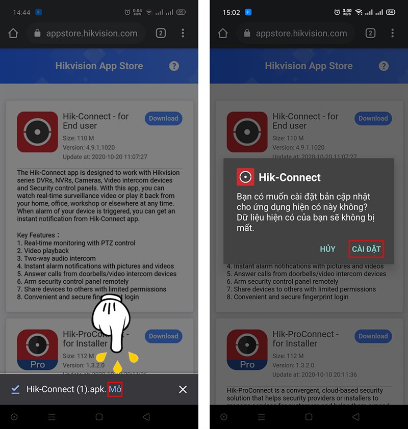 Mở file và nhấn cài đặt Mở file và nhấn cài đặt