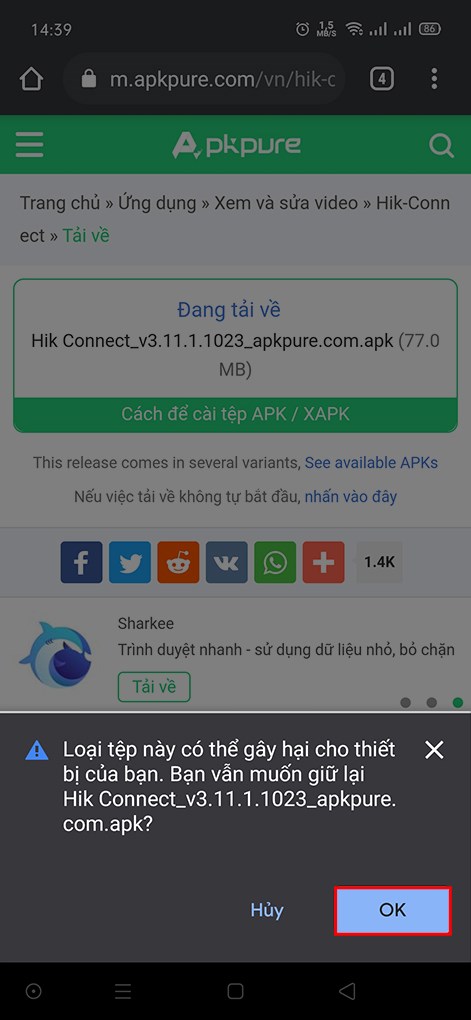Nhấn OK để cấp phép tải về Nhấn OK để cấp phép tải về