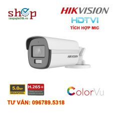 Camera HD-TVI 4 in 1 3K ColorVu HIKVISION DS-2CE10KF0T-FS 5MPX ngoài trời xem đêm có màu