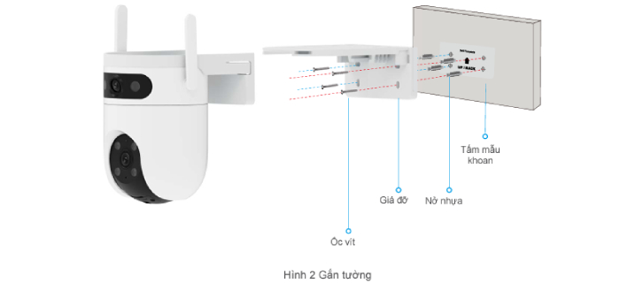 Gắn camera 2 mắt trên cột 
