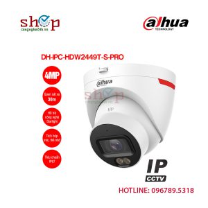 Camera dome DH-IPC-HDW2449T-S-PRO trong bộ 4 camera IP Dahua WizColor