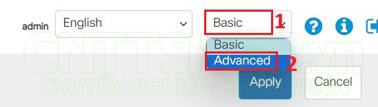 chuyển mode cấu hình sang advanced