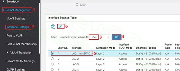 edit LAG Interface