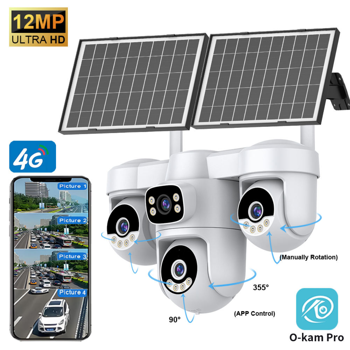Camera Sim 4G VSTARCAM NLMT, xem 4 góc với 4 màn hình, phát hiện chuyển động AI