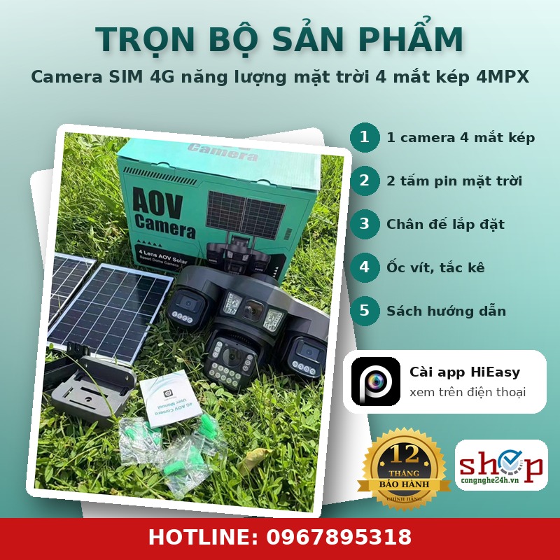 Trọn bộ camera và 2 tấm pin mặt trời