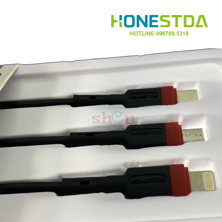 Cáp sạc 3 đầu Lightning Type-C Micro USB 1.2m Honestda TL018