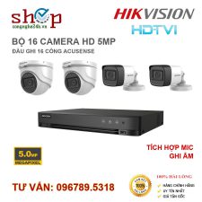 BỘ 16 CAMERA HIKVISION 5MP CÓ MIC GHI ÂM ĐẦU GHI 16 CỔNG