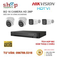 BỘ 16 CAMERA HIKVISION ĐÀM THOẠI 2 CHIỀU 2MP CÓ MIC ĐẦU GHI 16 CỔNG