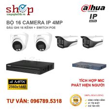 BỘ 16 CAMERA IP DAHUA 4MP CÓ MIC ĐẦU GHI 16 KÊNH + SWITCH POE