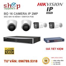 BỘ 16 CAMERA IP HIKVISION GIÁ RẺ 2MP ĐẦU GHI 16 KÊNH + SWITCH POE