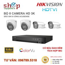 BỘ 8 CAMERA HIKVISION COLORVU 3K CÓ MÀU BAN ĐÊM ĐẦU GHI 8 CỔNG
