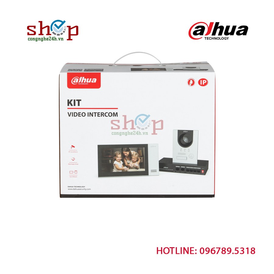 Bộ chuông cửa màn hình Dahua DHI-KTP01L 7 inch PoE (VTO2201F-P + VTH2421FW-P)