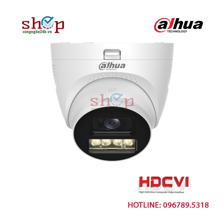 Camera HDCVI Dahua DH-HAC-HDW1500TQP-IL-T 5MP bán cầu, ánh sáng kép, có mic – góc nhìn khác