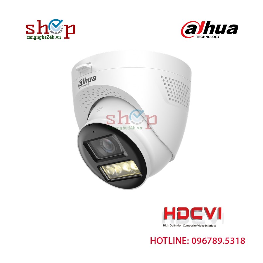 Camera HDCVI Dahua DH-HAC-HDW1500TQP-IL-T 5MP bán cầu, ánh sáng kép, có mic