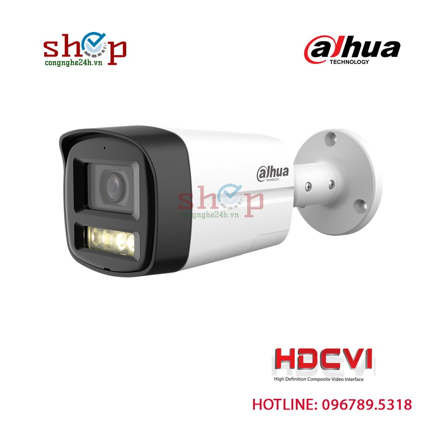 Camera HDCVI Dahua DH-HAC-HFW1500TLMP-IL-T 5MP thân trụ, ánh sáng kép, có mic