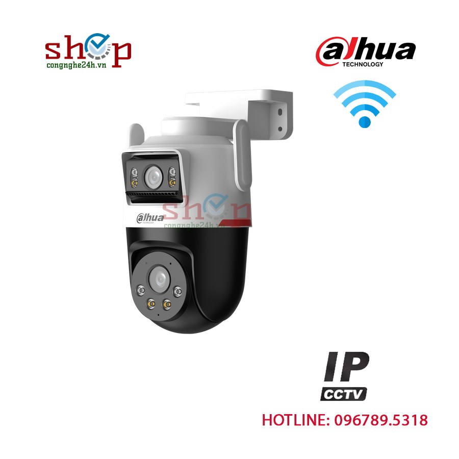 Camera Wifi Dahua DH-P3D-3F-PV-P 3+3MP ngoài trời, xoay 360°, còi đèn báo động