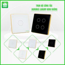 Công Tắc Hunonic Luxury Hình Vuông Viền Vàng