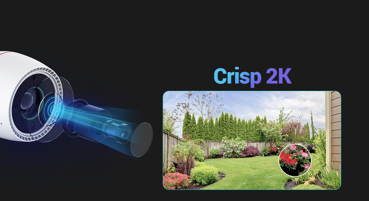 Ống kính 2K của EZVIZ H3c 2K và hình sân vườn sắc nét