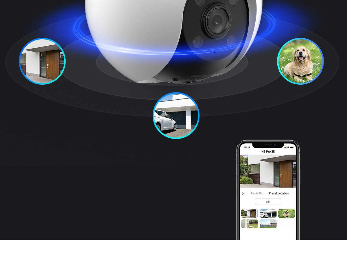 Cài sẵn 12 vị trí quan sát trên app EZVIZ
