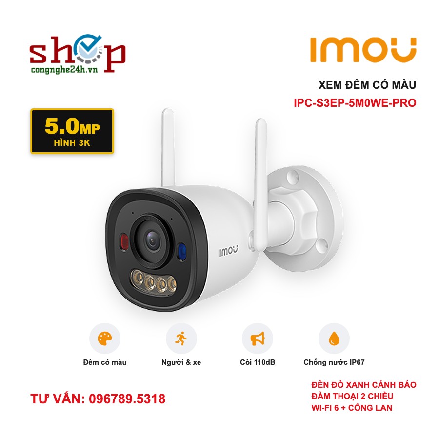 imou-bullet3-pro-5mp-anh-dai-dien Camera Wifi Imou Bullet 3 Pro 5MP IPC-S3EP-5M0WE-PRO ban đêm có màu, còi 110dB
