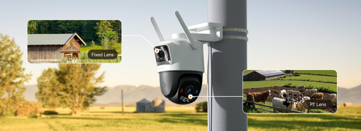Cruiser Dual 2C 4G lắp trên cột, mắt cố định canh nhà kho, mắt xoay canh đàn bò