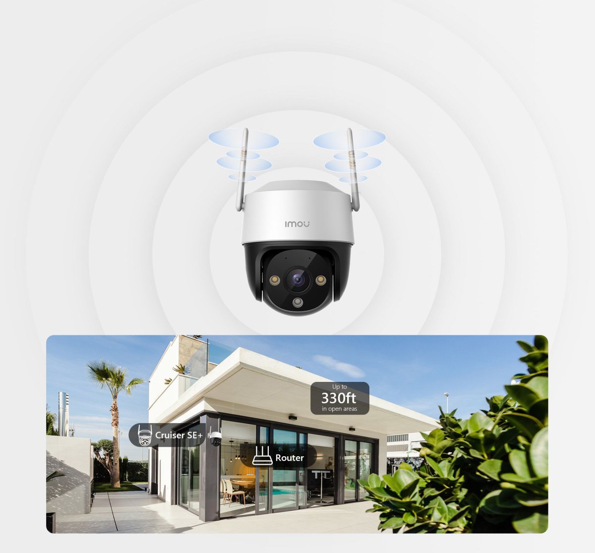 Cruiser SE+ với hai ăng‑ten Wi‑Fi, tầm xa tới 330ft tới bộ định tuyến