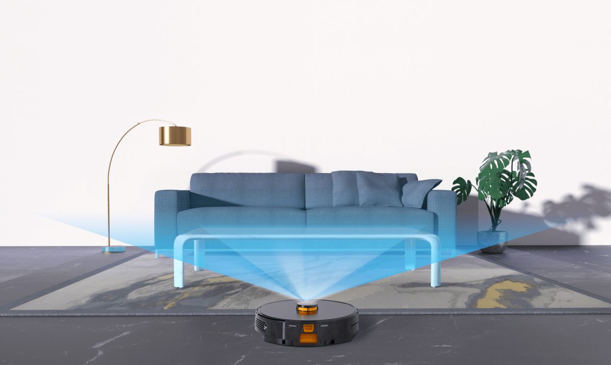 Cảm biến LiDAR của robot quét căn phòng