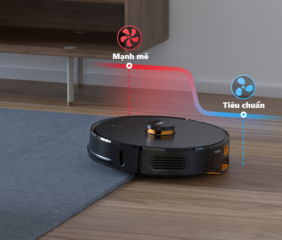 Robot tự tăng lực hút khi lên thảm