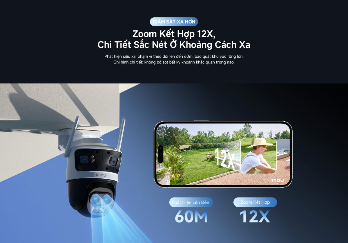 Mắt quay quét zoom 12x nhìn rõ người ở xa trên điện thoại