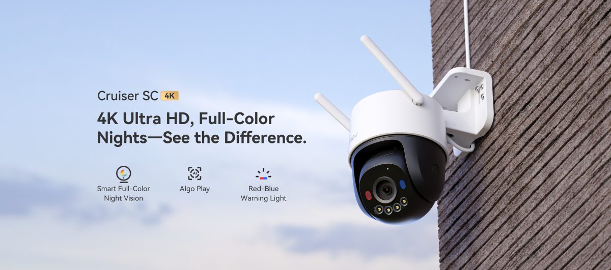 Camera Imou Cruiser SC 8MP gắn trên tường gỗ