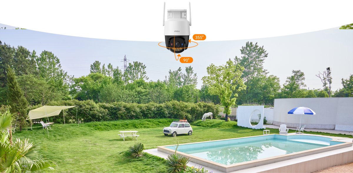 Toàn cảnh 360 độ khu vườn có bể bơi từ camera Cruiser SC 4G