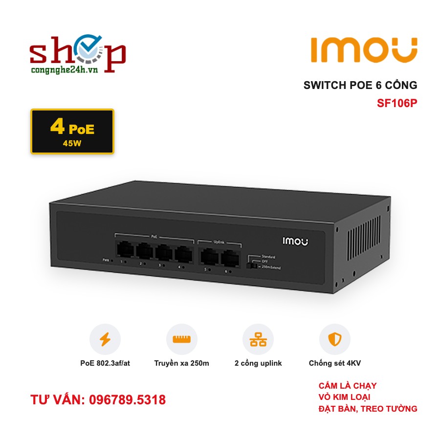 imou-switch-poe-sf106p-anh-dai-dien Switch PoE Imou SF106P 6 cổng (4 PoE + 2 uplink) 45W, truyền xa 250m