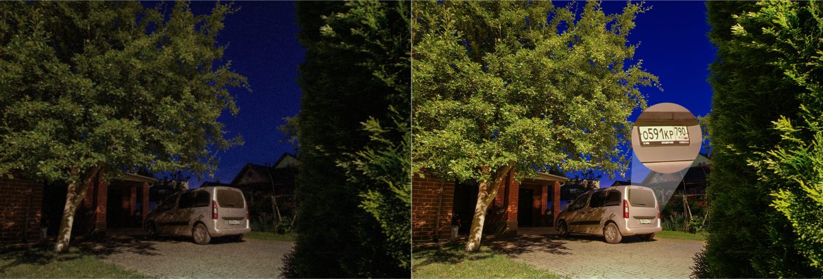 So sánh hình ban đêm camera thường và Titan Pro có công nghệ Aurora