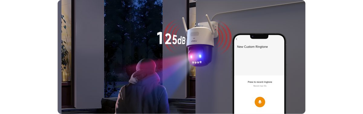 Titan Pro hú còi 125dB và nháy đèn đỏ xanh khi có kẻ lạ
