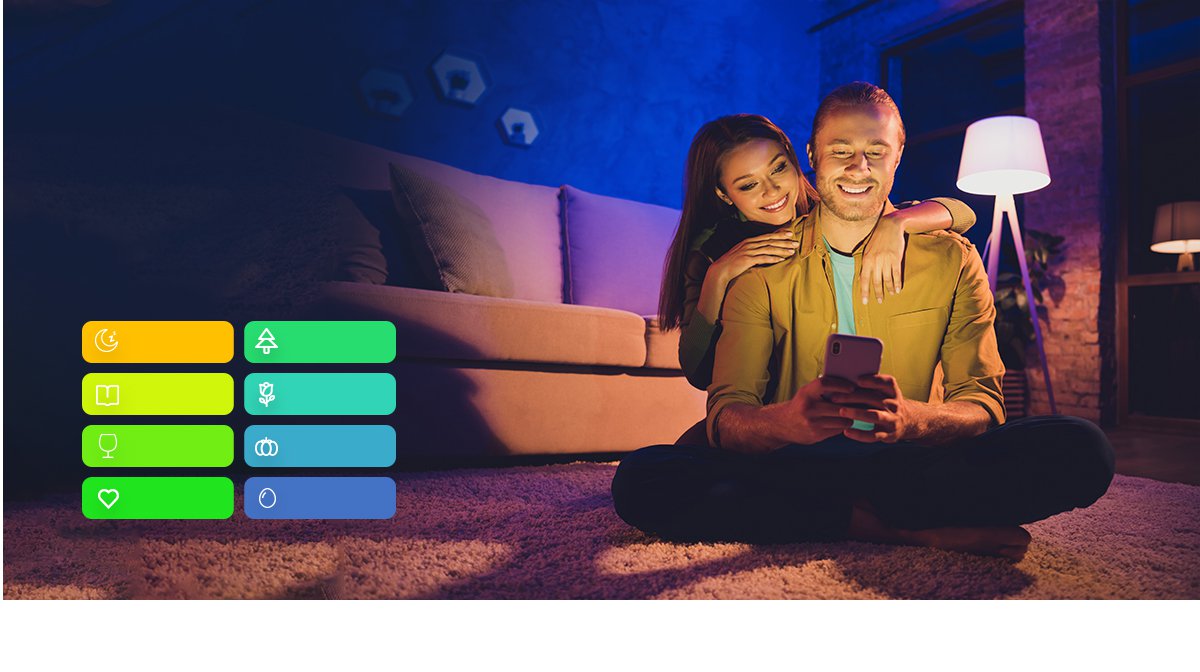 Tám chế độ ánh sáng có sẵn trong app