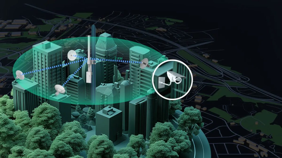 Mô hình CCTV: camera ở xa truyền về trung tâm qua CPE