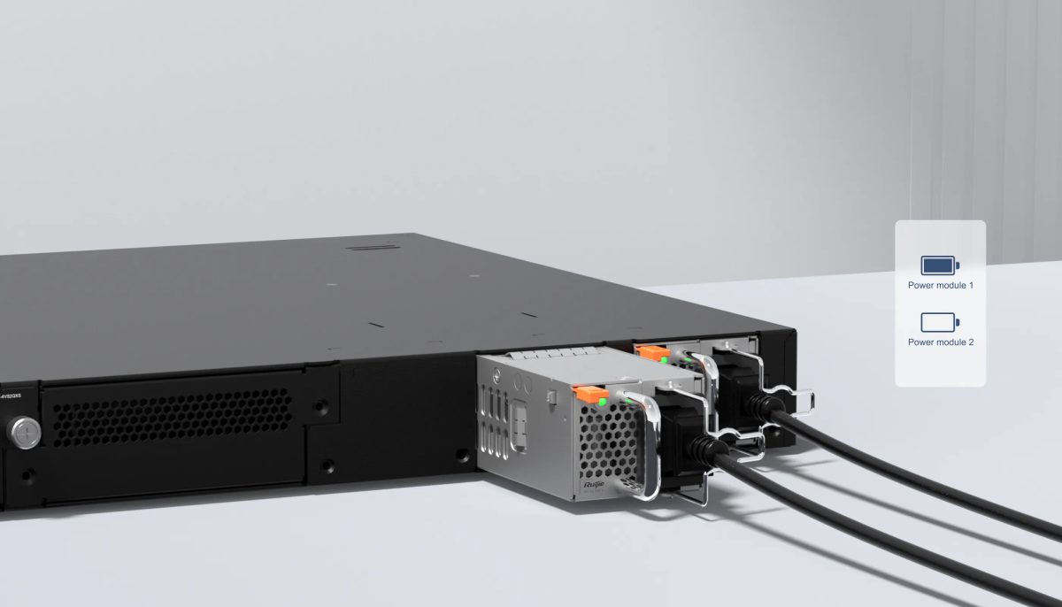 Hai khe nguồn thay nóng ở mặt sau RG-CS85-24GT8XS-D