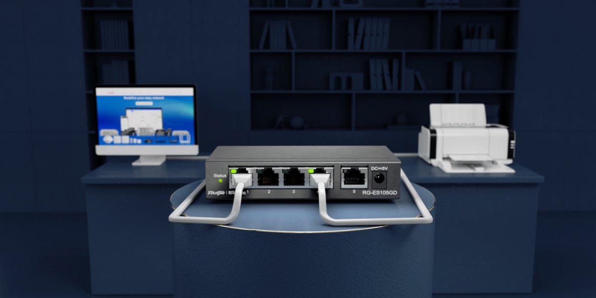Switch Ruijie Reyee RG-ES105GD 5 cổng Gigabit trên bàn làm việc