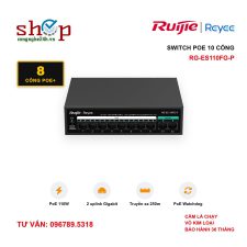 Switch PoE Ruijie Reyee RG-ES110FG-P 10 cổng (8 PoE 100Mbps, 2 uplink Gigabit)